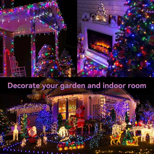 Vista 5 de ITICdecor Guirnalda de luces de Navidad de 33 pies, 100 LED, impermeable, funciona con pilas, 8 modos de luces decorativas para interiores