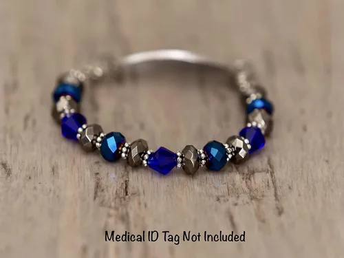 Vista 71 de Pulsera elástica de alerta médica, pulsera de identificación médica de repuesto intercambiable, etiqueta de identificación no incluida, cristales