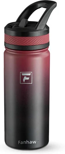 Vista 8 de Fanhaw Botella de Agua Aislada para Niños de 18 Oz con Tapa de Pajita – Acero Inoxidable de Doble Pared al Vacío, A Prueba de Fugas, Botellas