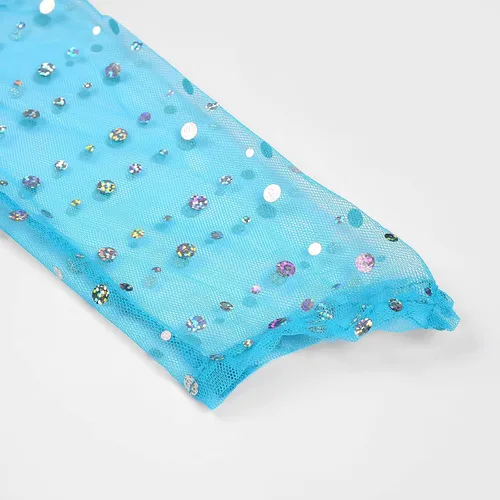 Vista 5 de Uhdear Disfraz de reina de nieve para niña, vestido de lentejuelas de princesa con accesorios