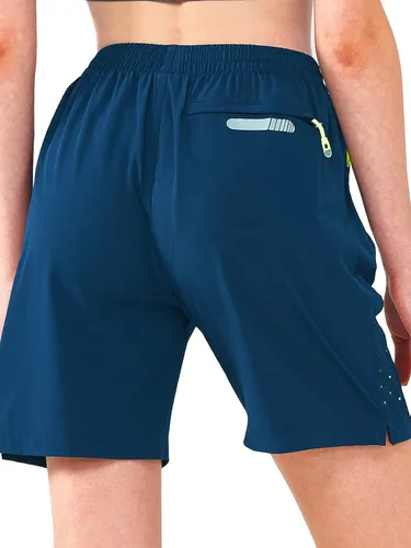Vista 34 de NORTHYARD Pantalones cortos deportivos de senderismo para mujer, de secado rápido, ligeros, para gimnasio, entrenamiento, con 3 bolsillos