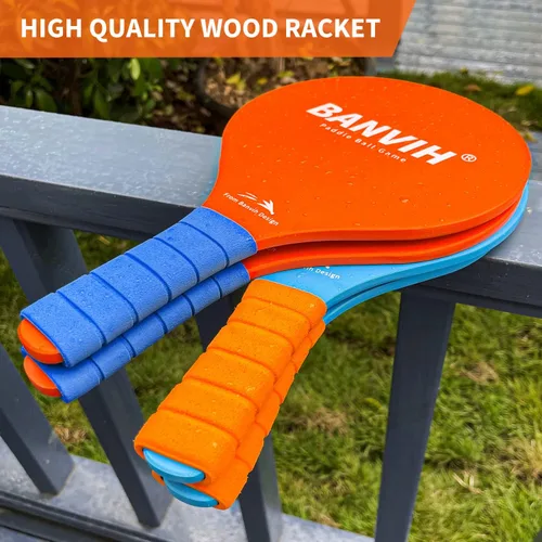 Vista 4 de Banvih Juego de 4 raquetas de bádminton, juegos de playa y juegos de patio para adultos y familia, juegos al aire libre para niños de 8 a 12 años