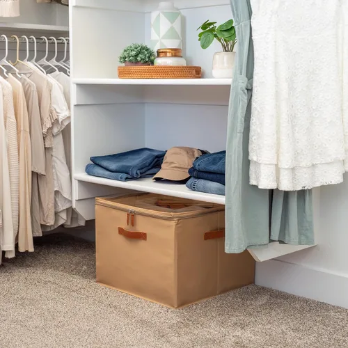 Vista 8 de OrganiHaus Contenedor grande de almacenamiento de zapatos para armario, caja organizadora de zapatos para hasta 16 pares, cesta de zapatos plegable