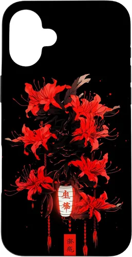 Vista 23 de iPhone 16 Red Spider Lily Funda de anime de manga estética japonesa japonesa