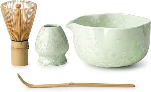Vista 11 de Juego de batidor de matcha, kit de 5 piezas con cuenco de cerámica matcha, batidor de bambú, cuchara, juego completo de té Matcha perfecto