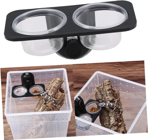 Vista 4 de POPETPOP 2pcs Pet Bowls para reptiles lagarto Gecko alimentador reptil comida tazón fácil limpieza