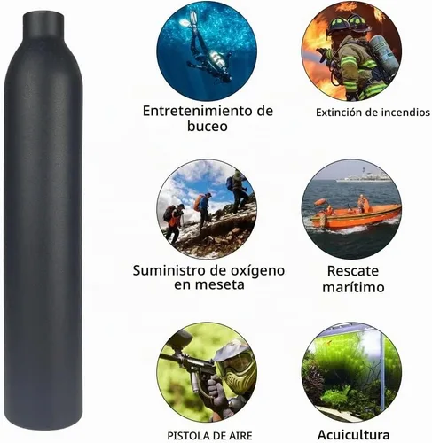 Vista 2 de Tanque de aire PCP de 4500 psi Tanque de paintball de 3000 bar, tanque de paintball de alta presión recargable, tanque de aire espesado/a prueba