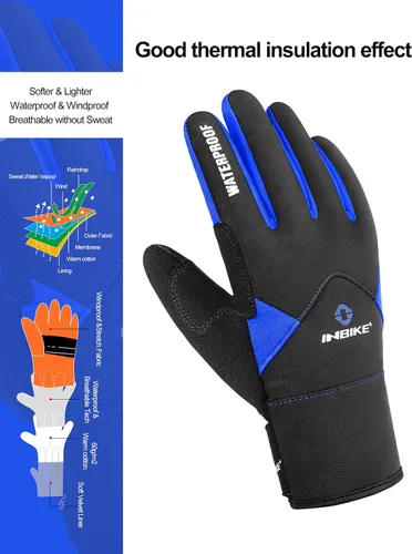 Vista 2 de INBIKE Winter Cycling Gloves for Men Women Cold Weather Thermal Windproof Gel Bike Gloves Touch Screen