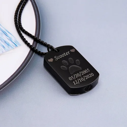 Vista 7 de Fanery Sue Collar personalizado para cenizas de mascotas para perros y gatos, foto y texto personalizados, regalo de condolencia, regalo