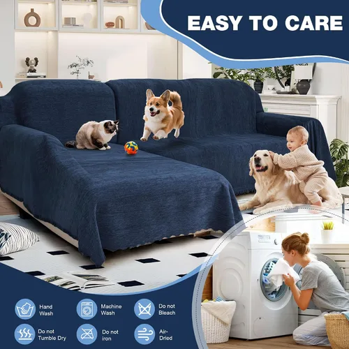 Vista 7 de Fundas impermeables 10% para sofá modular en forma de L, lavables para perros y mascotas, de chenilla, 2 piezas, funda para sofá