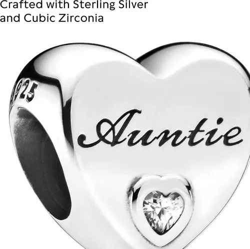 Vista 3 de Pandora Auntie Love Heart Charm - Pulseras de momentos compatibles - Joyas para mujeres - Regalo para mujeres en tu vida - Hecho con plata de ley