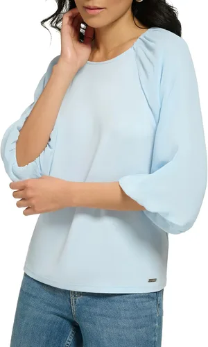 Vista 4 de Calvin Klein Blusa de manga farol mixta de jersey mate para mujer