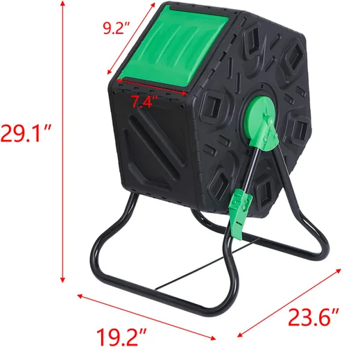 Vista 8 de Contenedor de compostaje giratorio con puertas correderas, contenedor de compostaje de una sola cámara, resistente para jardinería al aire libre