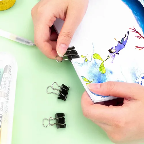 Vista 7 de ZZTX - Paquete de 36 clips para carpeta de 0.7 pulgadas, color negro Clips de abrazaderas de papel, acero duradero, resistente al óxido, resorte