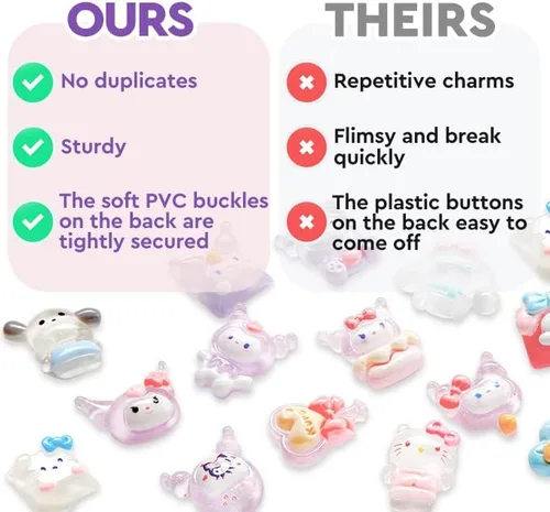 Vista 5 de Lindos dijes para zapatos de cocodrilo, paquete de 32, dijes de decoración de zapatos para zuecos y sandalias, pulseras, dijes Kawaii para zapatos