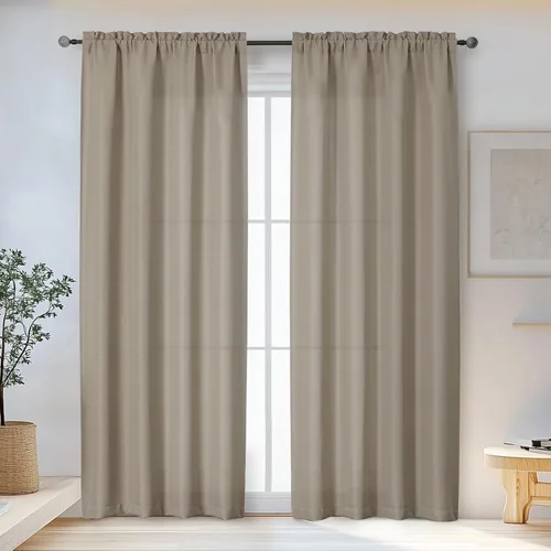 Vista 92 de OWENIE Bob Juego de 2 Paneles de Cortinas Negras de Cocina para Ventanas de 36 Pulgadas de Largo, Cortinas Cortas de Café con Textura de Lino