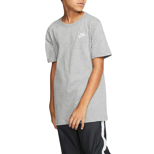 Vista 4 de Nike Camiseta Futura bordada NSW para niño (niños pequeñosniños grandes) negroblanco LG (14-16 niño grande), Mezcla