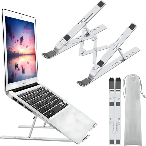 Vista 7 de Soporte para Portátil para Escritorio, Diseño Ergonómico Ajustable de Aluminio Plegable y Portátil Soporte para Computadora, Compatible con MacBook