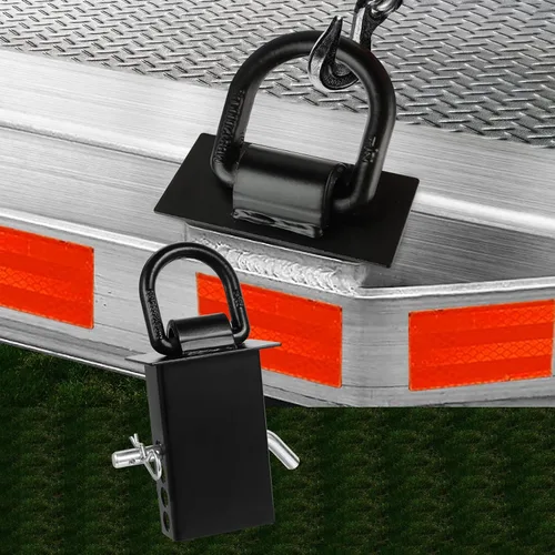 Vista 3 de 6 anillos en D de bolsillo de estaca para remolque con pasador de enganche de 2 x 4 pulgadas, 12000 libras de alta resistencia