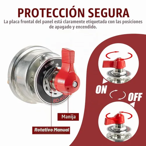 Vista 5 de KACOLA Interruptor de desconexión de batería de alta corriente 300A, interruptor maestro de corte de energía de batería 12-24V, aislador