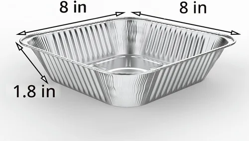 Vista 3 de WANBAO 30 piezas de moldes desechables de papel de aluminio para hornear, cuadrados de 8" X 8" X 2" pulgadas, preparación de comida para catering