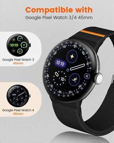 Vista 6 de Banda elástica de nailon para Google Pixel Watch 4/3 45mm, correa de bucle suave y transpirable para Pixel Watch 4 45mm con hebilla de cabeza