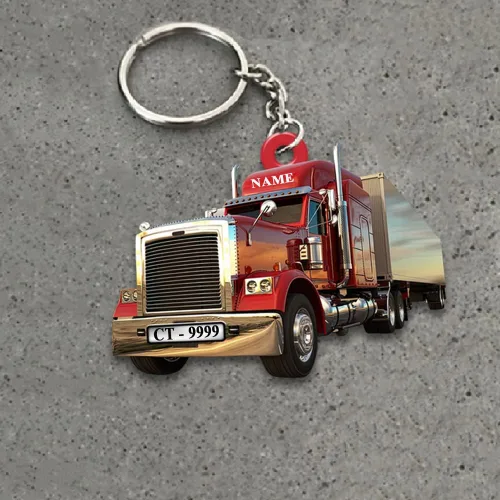 Vista 3 de Llavero personalizado en forma de camionero, llaveros personalizados para regalos de hombres, llavero personalizado regalo para camionero