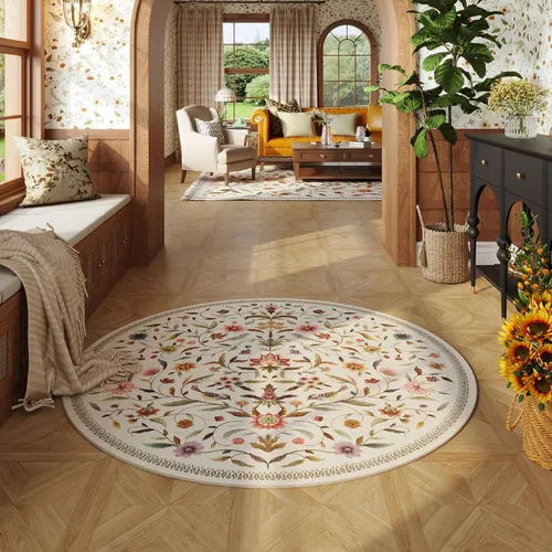 Vista 33 de Alfombra de entrada vintage con medallón floral de 2 x 3 pulgadas, lavable a máquina, alfombra de entrada de pelo bajo, suave, pequeña, alfombra