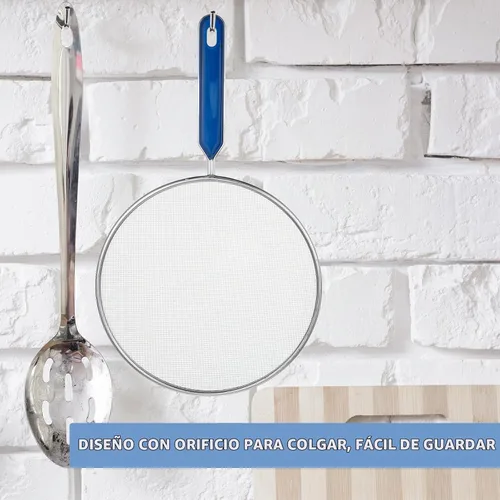 Vista 7 de Pantalla de salpicaduras de grasa de acero inoxidable para sartén, protector de salpicaduras de 8 pulgadas con mango de agarre cómodo, protector