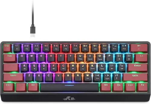 Vista 10 de Rii RK806 60% Mechanical Gaming Keyboard,61 Keys Compact Wired Keyboard with Blue Backlight,Clicky Blue Switch,Anti-ghosting,for Windows Laptop PC