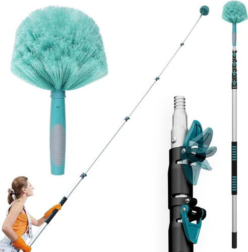 Vista 13 de Kit de plumero de gran alcance de 20 pies TelesPro con poste de extensión de 5-12 pies, kit de limpieza para techos altos y limpieza de ventanas