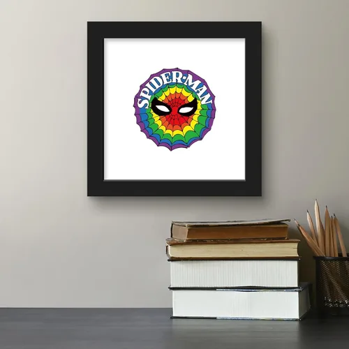 Vista 4 de Trends International Gallery Pops Marvel Spider-Man - Póster de pared retro con diseño de arco iris, 12.00 x 12.00 pulgadas, versión de marco negro