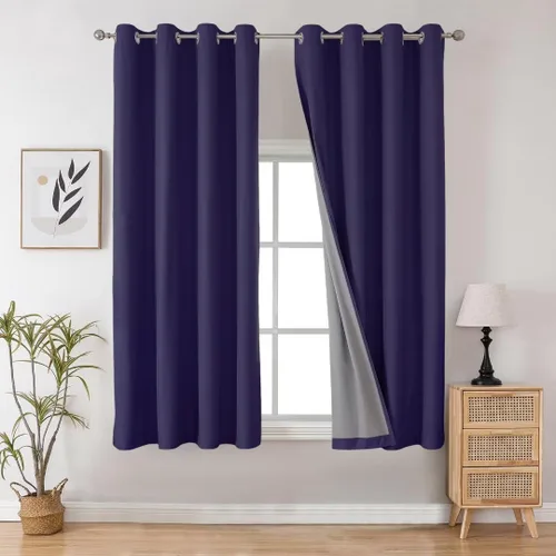 Vista 48 de Joydeco - Juego de 2 paneles de cortinas opacas de 63 pulgadas, 2 cortinas largas con aislamiento térmico burg, cortinas de oscurecimiento