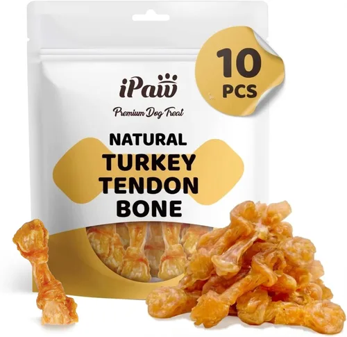 Vista 11 de iPaw - Tendón de pavo para perros, masticable natural de grado humano para cachorros, hueso 4 Pcs/Pack (Small), Single Protein, Hypoallergenic