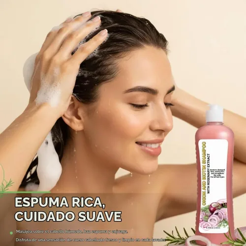 Vista 2 de Champú de cebolla y biotina con extracto de romero Concentrated Formula, Thicker Fuller-Looking Hair, Hydrates Strengthens , Sulfate-Free, For All