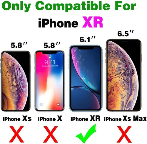 Vista 2 de Asuwish Funda de teléfono para iPhone XR 6.1 con protector de pantalla de vidrio templado, híbrida, resistente, funda protectora para iPhone XR