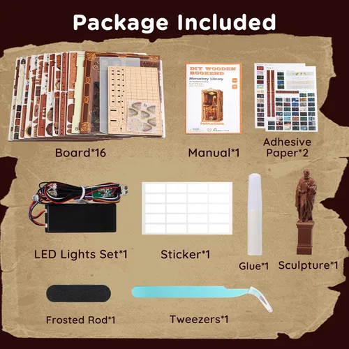 Vista 8 de SainSmart Jr. Kit de rincón de libros - Casa de muñecas DIY con luz LED - Kits de rompecabezas de madera en 3D en miniatura - Sujetalibros