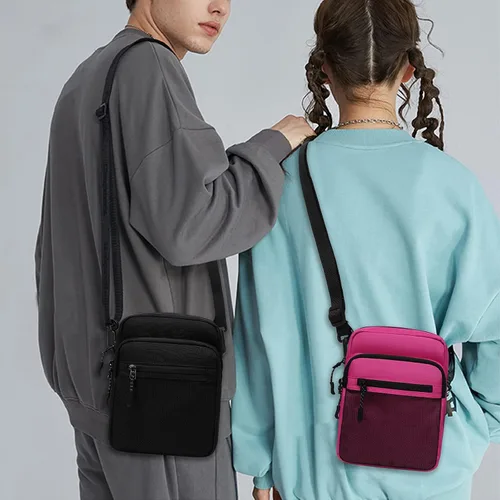 Vista 7 de Lohol Bolso bandolera pequeño para hombres y mujeres, resistente al agua, ajustable, bolso bandolera para viajes y deportes