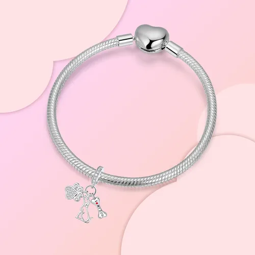 Vista 119 de Abalorios de plata de ley 925 con letras de la A ~ Z, para pulseras, collares, Día de San Valentín, Día de la Madre, joyería regalos para mujeres