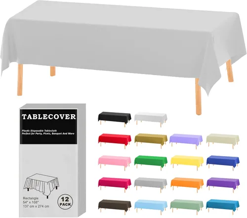 Vista 18 de D&Z Paquete de 6 manteles de plástico desechables color negro de 54 x 108