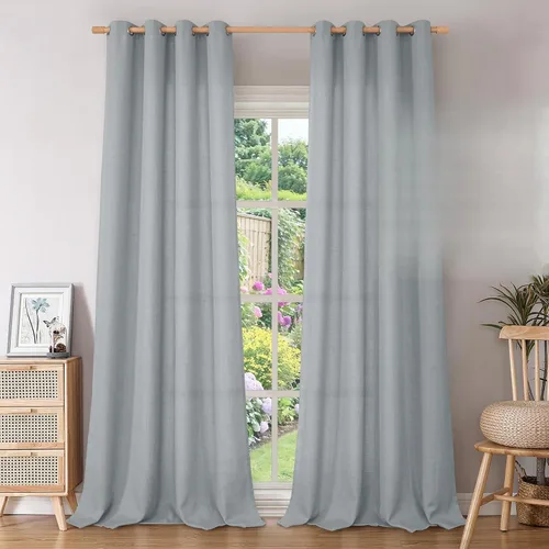 Vista 68 de BGment Cortinas de Lino Beige de 63 Pulgadas de Largo 2 Paneles - Tratamientos para Ventanas con Textura de Arpillera Filtrantes de Luz Cortinas