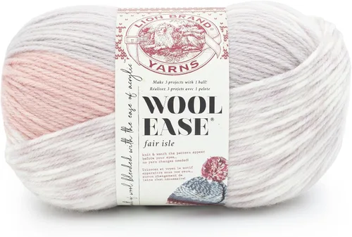 Vista 18 de Lion Brand Yarn - Ovillo de lana Wool Ease Fair Isle, hilo para tejer, color beige/oliva, 1 unidad Worsted Weight Wool Acrylic Blend Knit &
