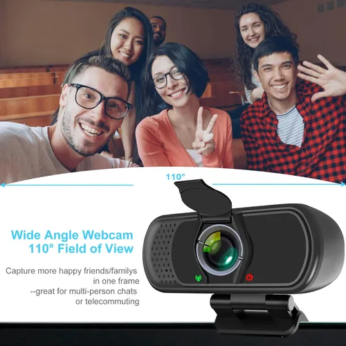Vista 3 de Cámara web XPCAM HD 1080p con micrófono, cámara web USB para computadora portátil y PC Webcam with Cover/Tripod,110°FOV Wide Angle,Plug and Play