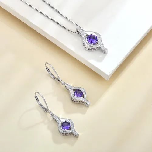 Vista 6 de YL Collar de ojos de plata de ley 925 con colgante de diamante bailarín para mujer
