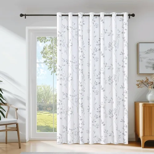 Vista 30 de Beauoop Cortinas Florales 100% Opacas de 54 Pulgadas de Largo, 2 Paneles para Dormitorio, Sala de Estar, Azul Gris y Blanco con Patrón de Flores