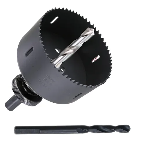 Vista 12 de Sierra perforadora de 4" HSS bimetálica para madera, paneles de yeso, plástico, aluminio, acero suave, hierro, metal, acero inoxidable, sierra