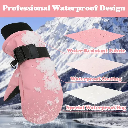 Vista 2 de Sarfel Guantes de invierno impermeables para niños pequeños, guantes de nieve para niños, guantes de esquí para niños, guantes de bebé Thinsulate