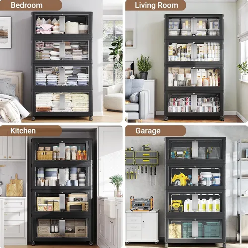 Vista 9 de BROVIEW Contenedores de almacenamiento apilables de 160 cuartos de galón con tapas, caja de almacenamiento plegable extragrande de 40 galones