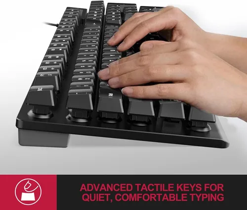 Vista 3 de NPET K10V1 - Teclado de computadora con cable, Plug and Play, tamaño completo con 12 teclas multimedia, resistente a derrames, cable USB de 6.2