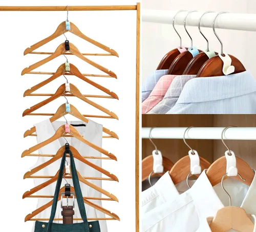 Vista 2 de 100 ganchos de conexión para colgar ropa, ganchos de plástico en cascada, ganchos extensores, ganchos de conexión, ahorro de espacio para armario